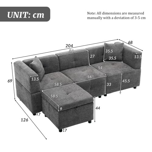 Effortless Comfort: 80-Inch Fabric Sectional Sofa - image 33