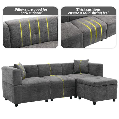 Effortless Comfort: 80-Inch Fabric Sectional Sofa - image 3