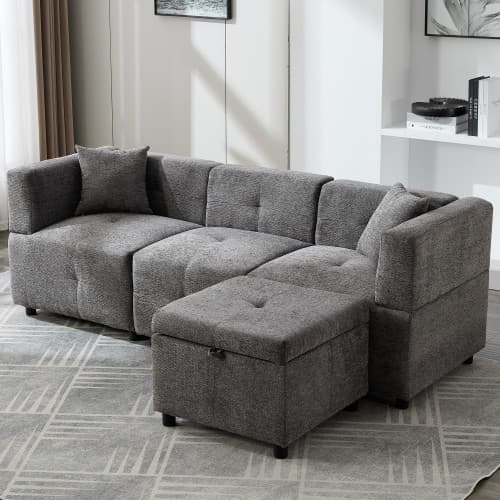 Effortless Comfort: 80-Inch Fabric Sectional Sofa - image 1