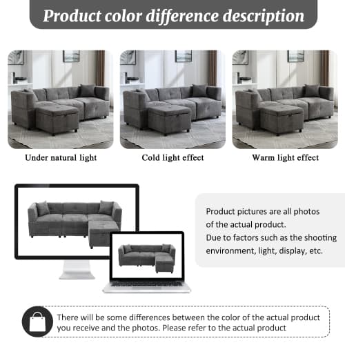 Effortless Comfort: 80-Inch Fabric Sectional Sofa - image 9