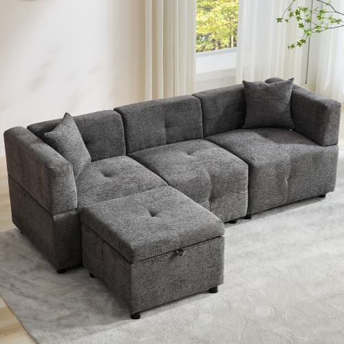 Effortless Comfort: 80-Inch Fabric Sectional Sofa - image 34