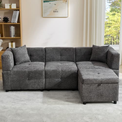 Effortless Comfort: 80-Inch Fabric Sectional Sofa - image 5