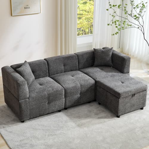 Effortless Comfort: 80-Inch Fabric Sectional Sofa - image 11