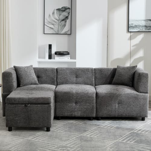 Effortless Comfort: 80-Inch Fabric Sectional Sofa - image 16