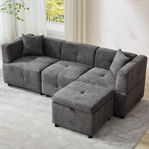 Effortless Comfort: 80-Inch Fabric Sectional Sofa - image 6