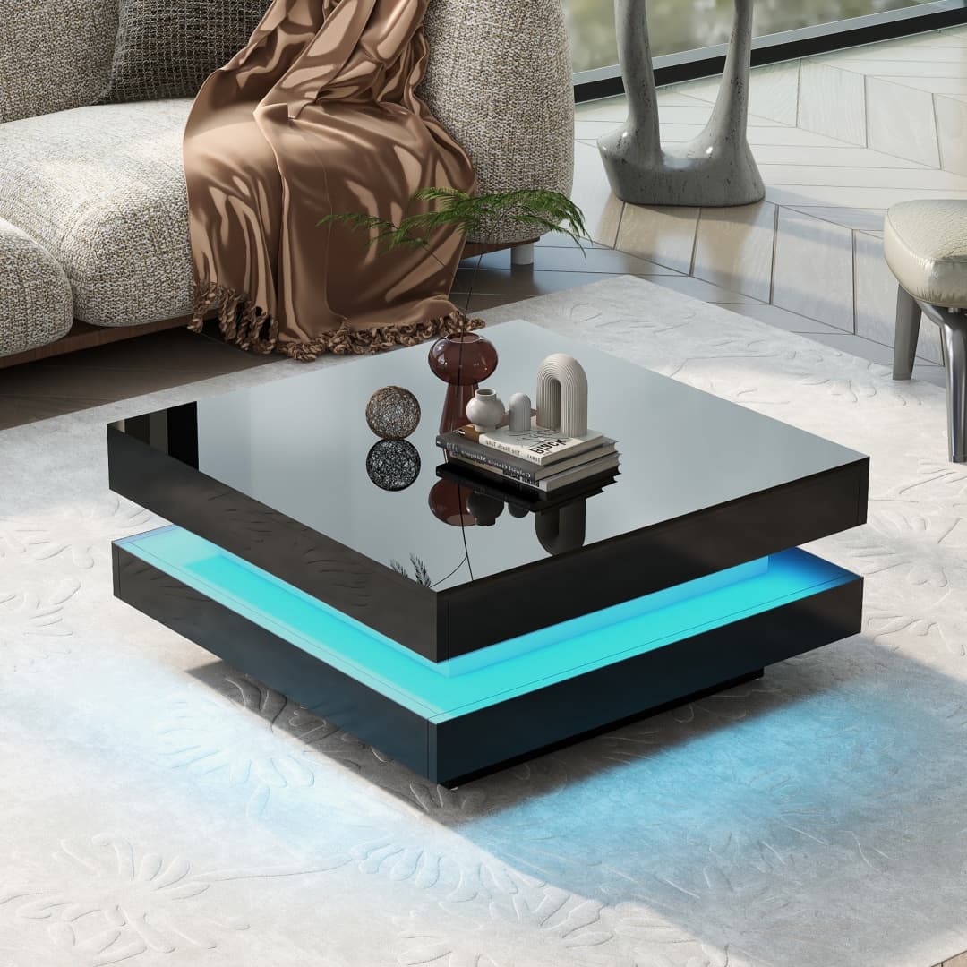 Transform Your Space with this Rotating LED Coffee Table