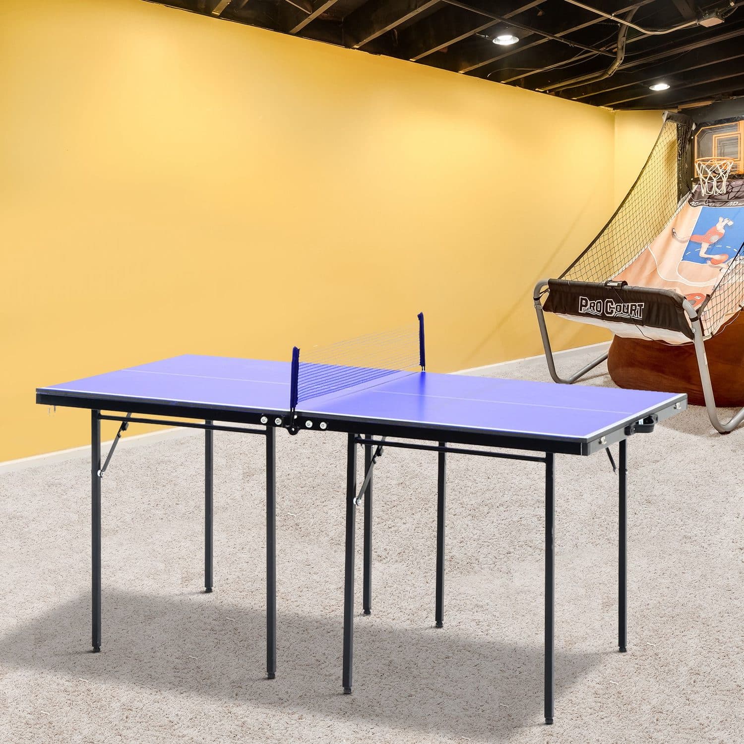 Compact Folding Table Tennis Table — Blue MDF Surface with Steel Frame - image 3