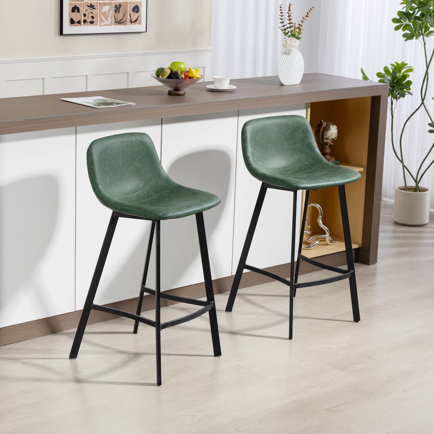 Green Faux Leather Bar Stools - image 5