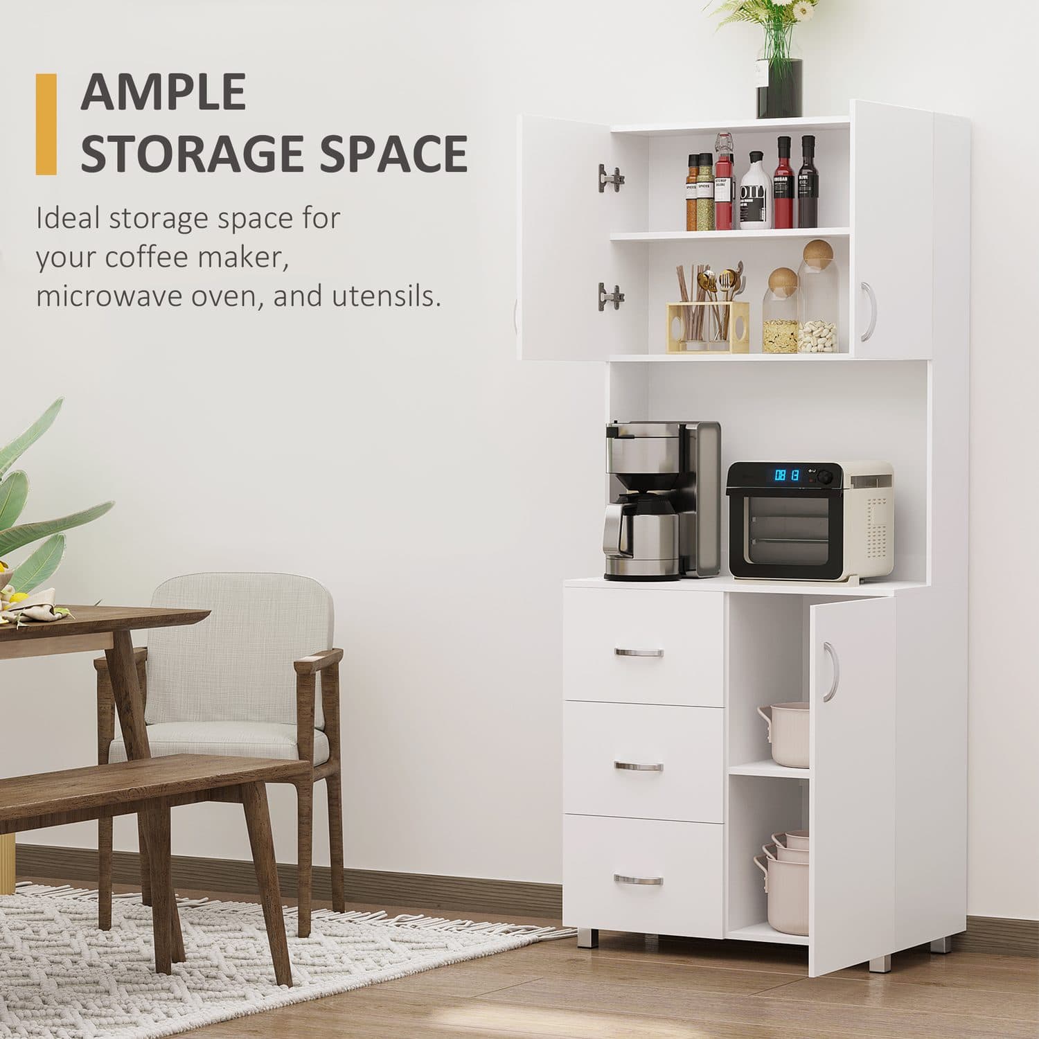 183cm White Kitchen Cupboard - image 1