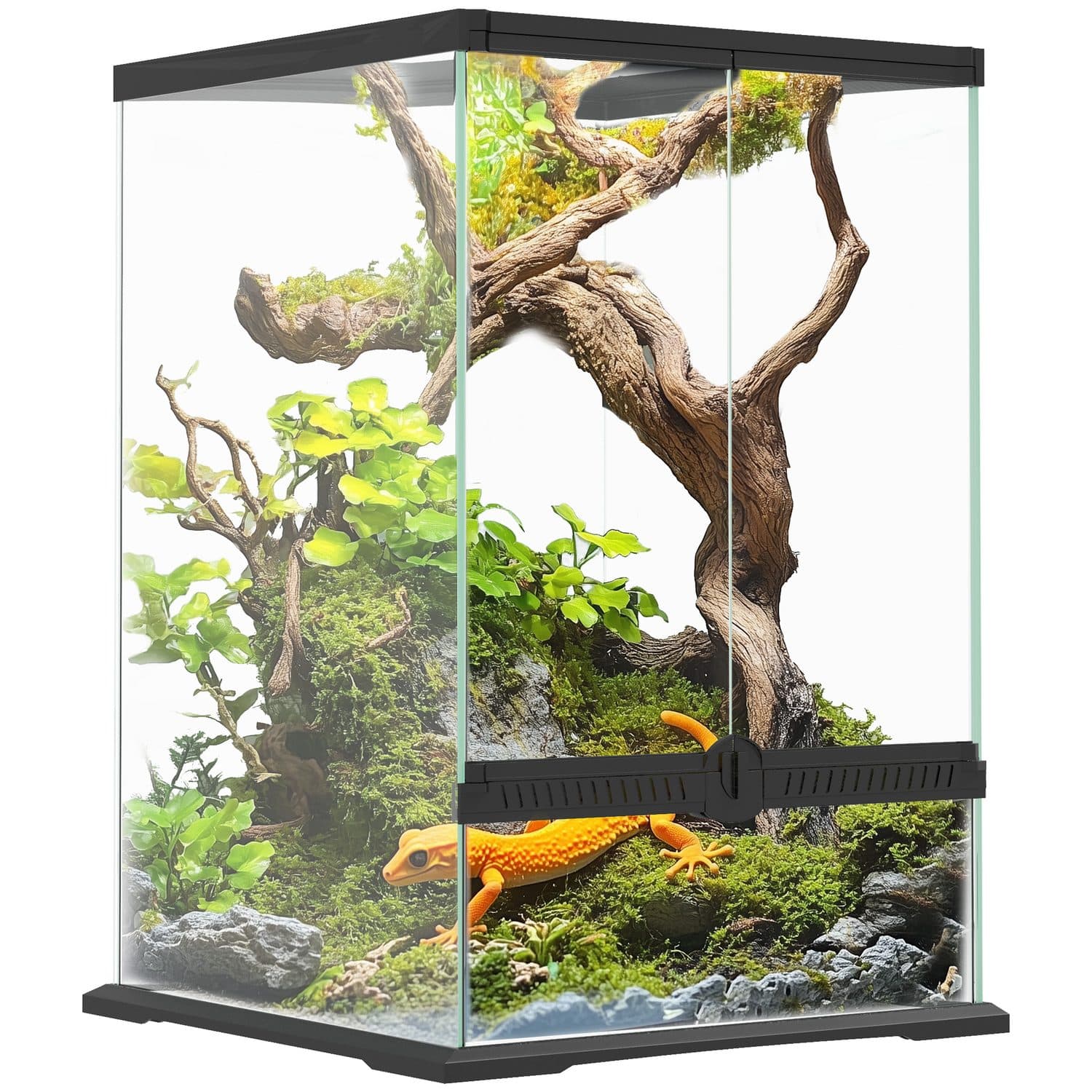 PawHut 40L Glass Vivarium with Anti-Escape Design