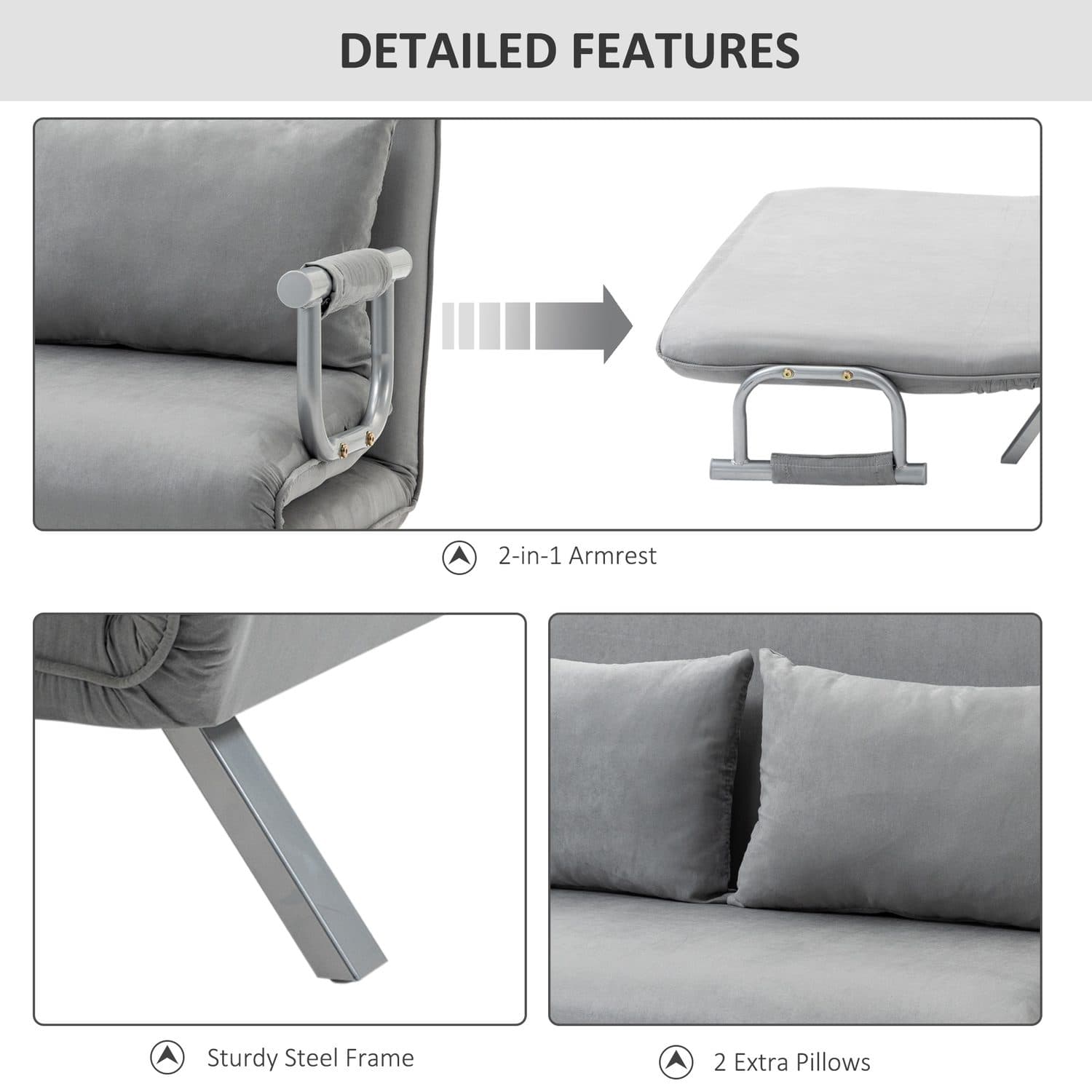 Light Grey Click-Clack Sofa Bed - image 2