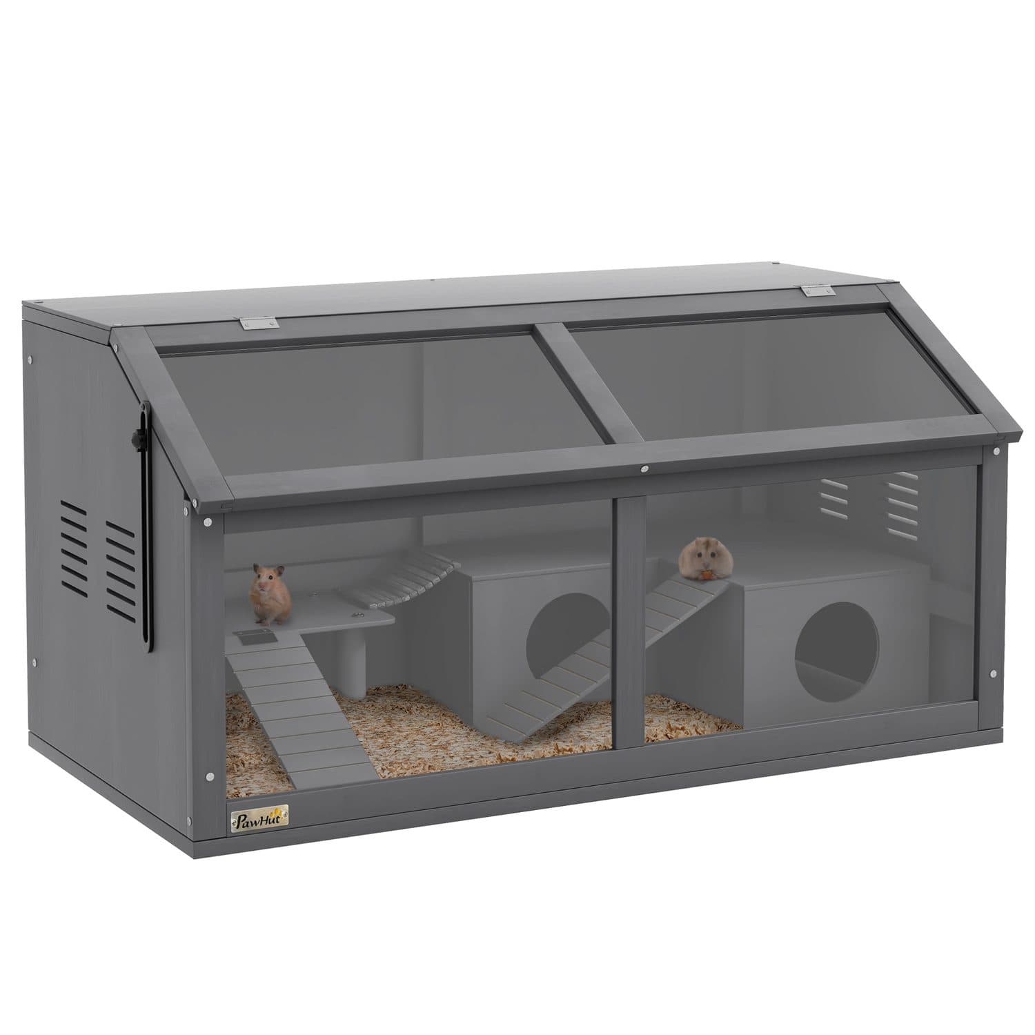 Wooden Small Animal Cage with Bridge, Ladders & Hut