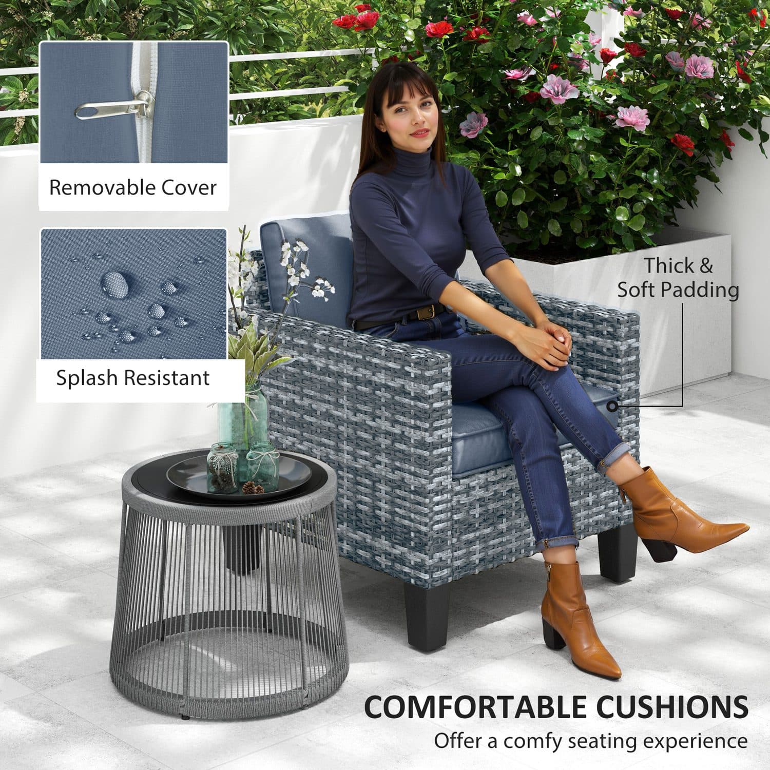 Sink Into Comfort with this Light Grey Rattan Armchair - image 3