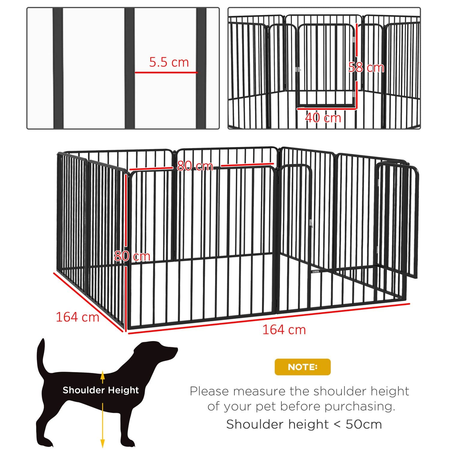 80cm 8-Panel Heavy Duty Pet Playpen for Small & Medium Dogs - image 3