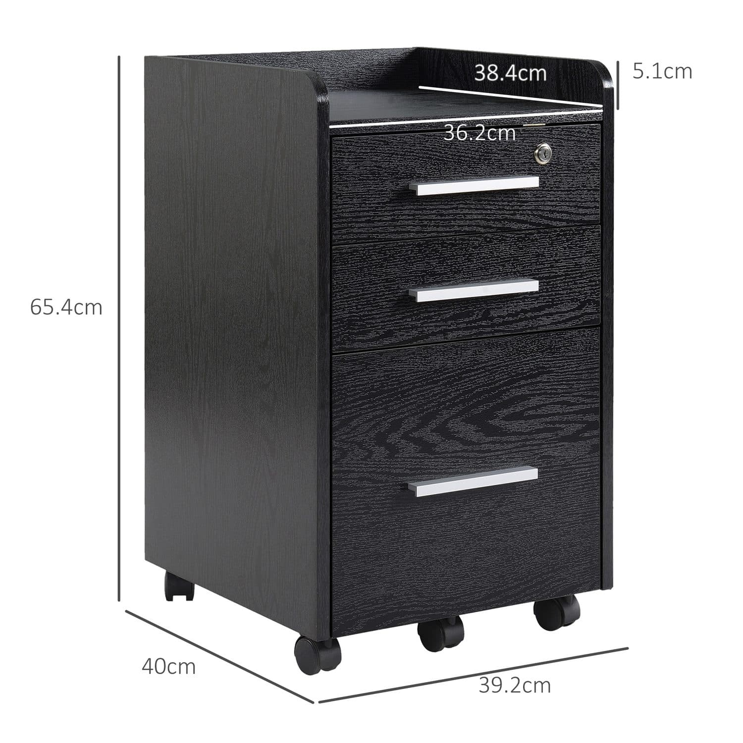 Secure Your Workspace with this Black 3-Drawer Filing Cabinet - image 1