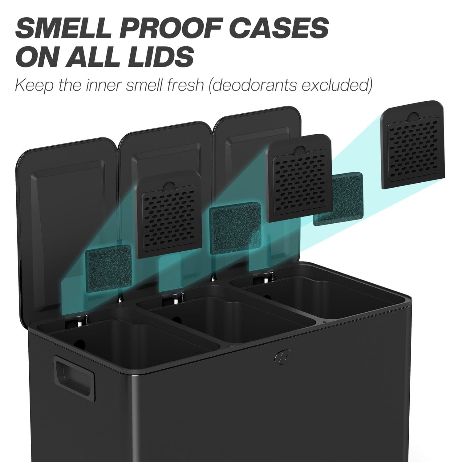 60L Black Triple Recycling Bin - image 4