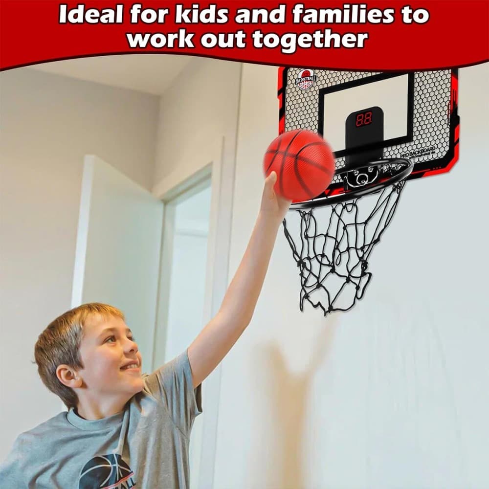 Kids’ Over-Door Basketball Hoop with Electronic LED Scoreboard - image 5