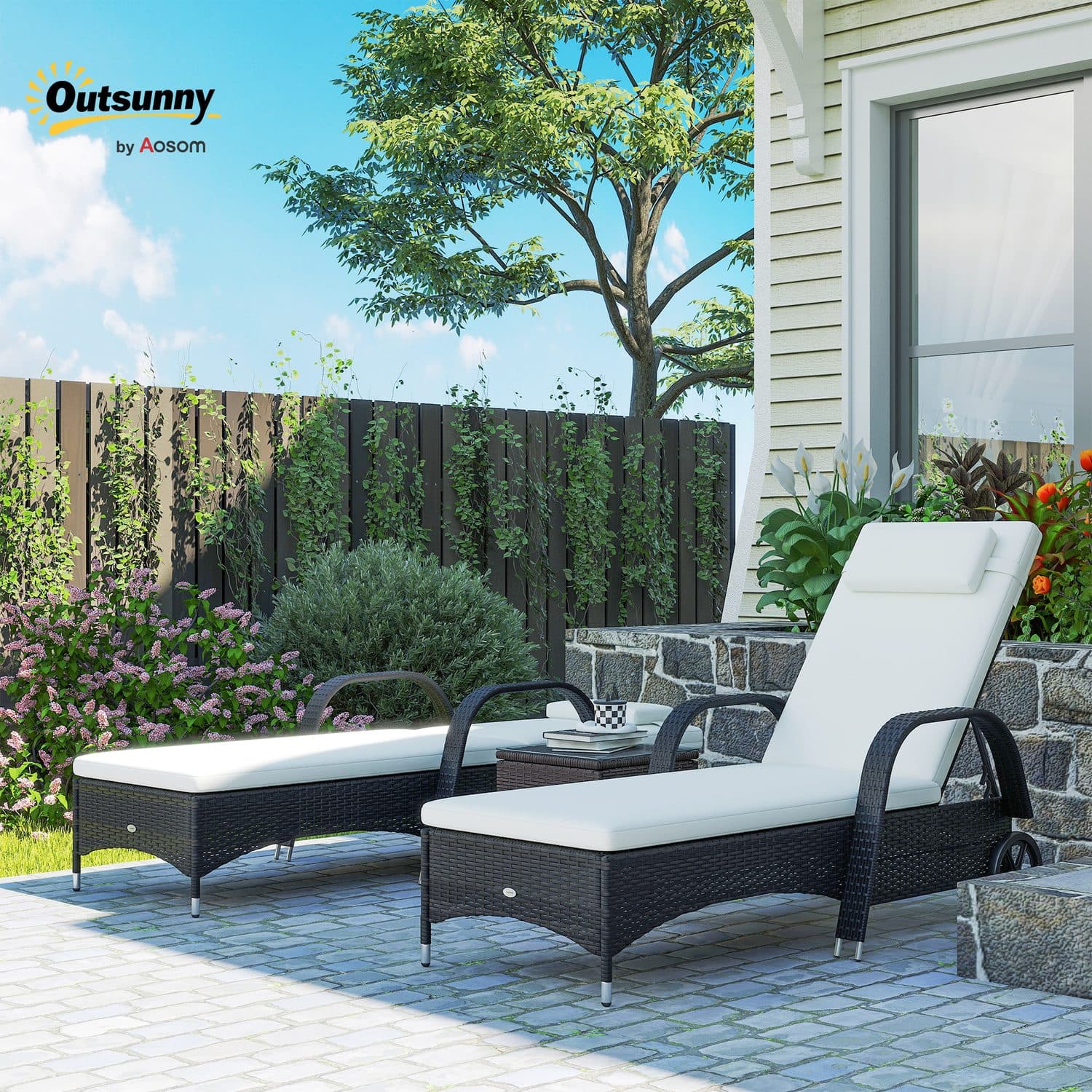 Black Rattan Lounger Set - image 1