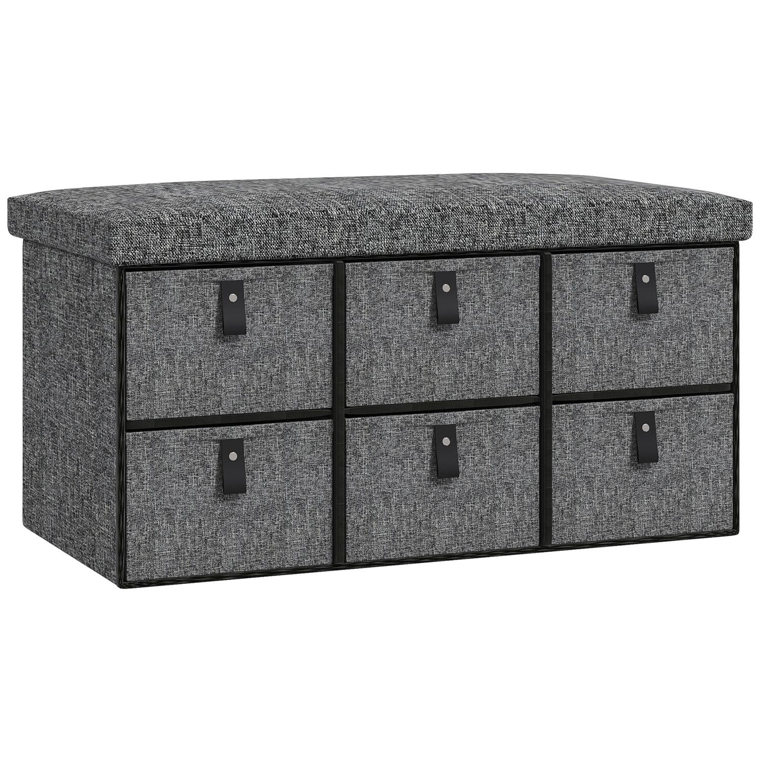 Dark Grey Shoe Storage Bench with Six Drawers - Dark Grey