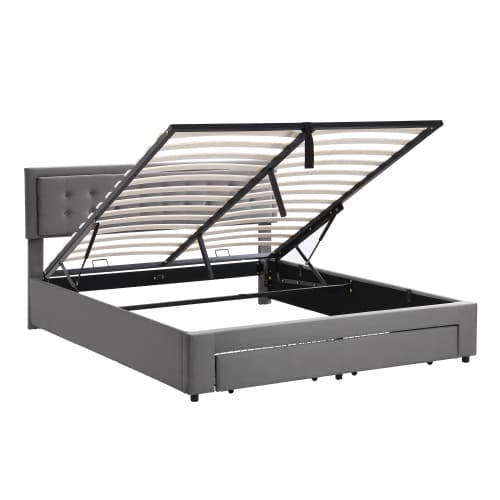 Super King (6ft) Ottoman Bed in Grey Velvet with Storage