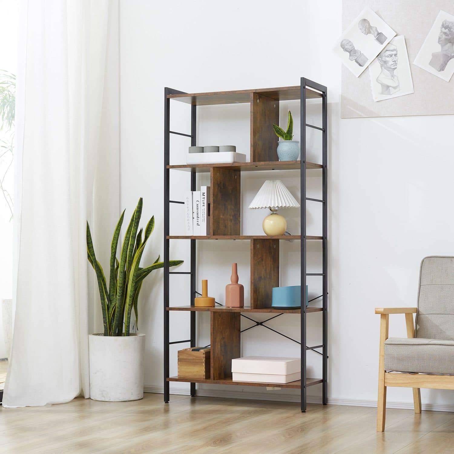 5-Tier Industrial Bookcase for Effortless Organisation - image 5