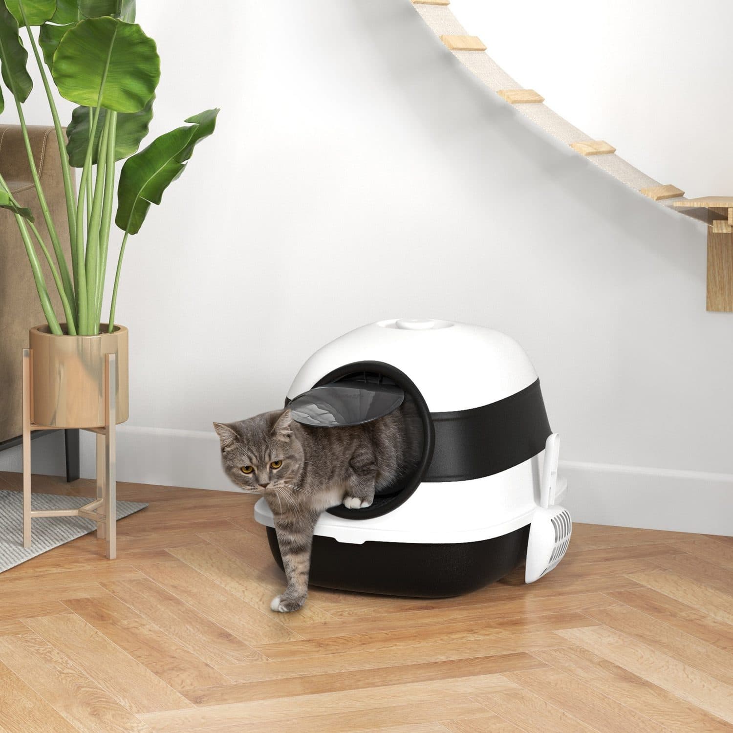 PawHut Enclosed Cat Litter Tray with Sand Leak Pedal - image 2