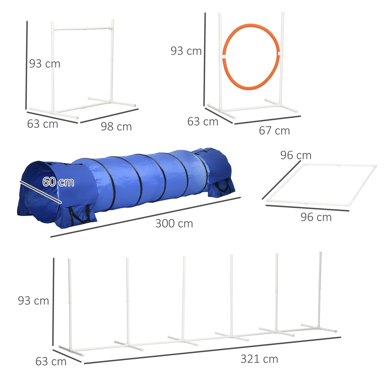 PawHut Dog Agility Course Set with Tunnel, Jumps and Weave Poles - image 1