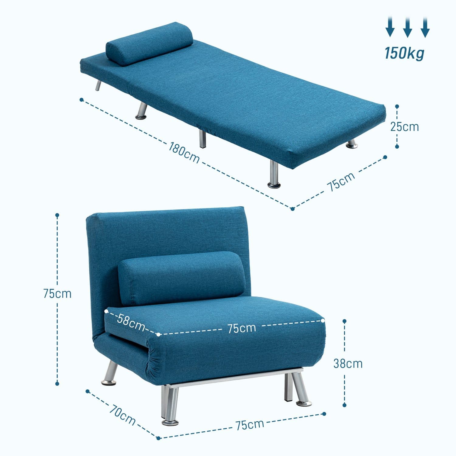 Blue 3-in-1 Sleeper Chair - image 2