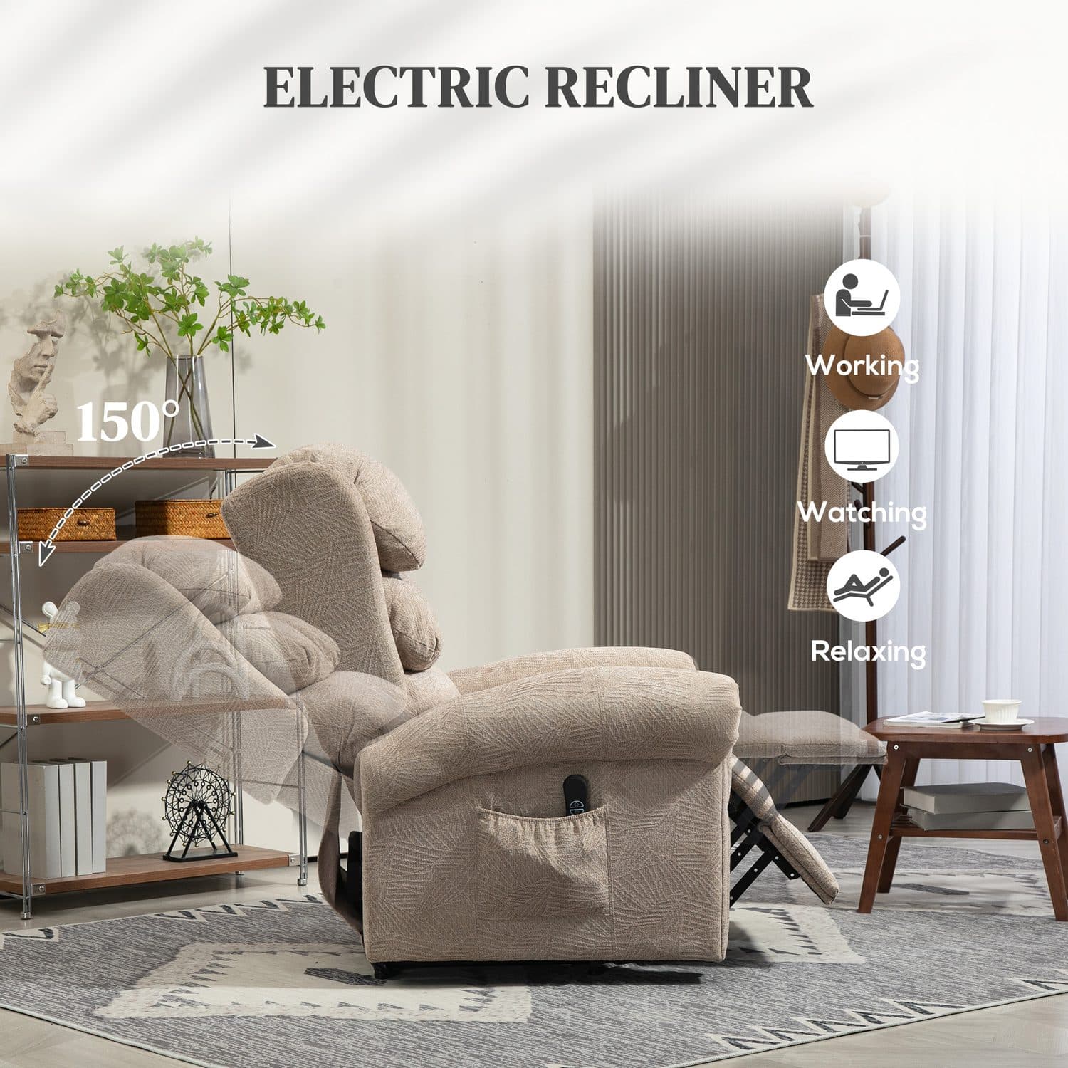 Khaki Velvet Electric Riser Recliner - image 2