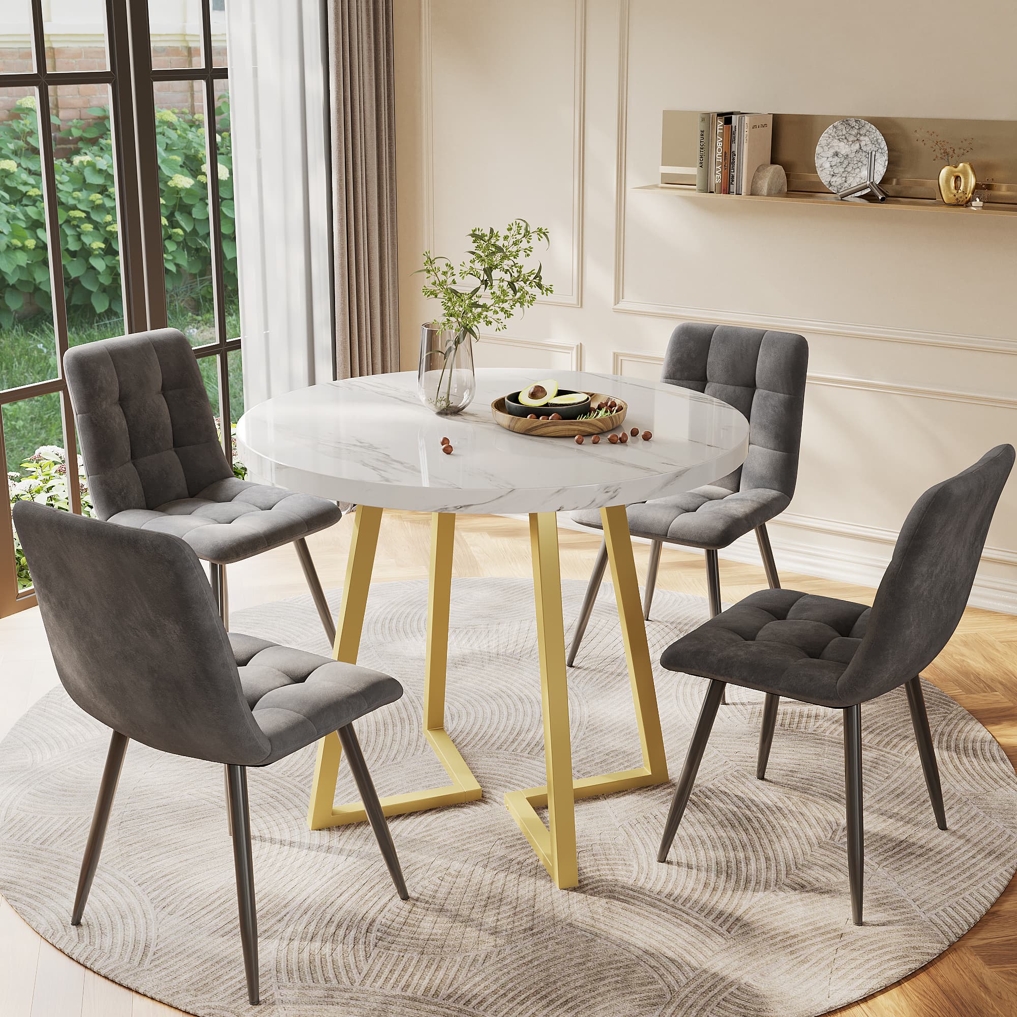 Modern 5-Piece Round Dining Set