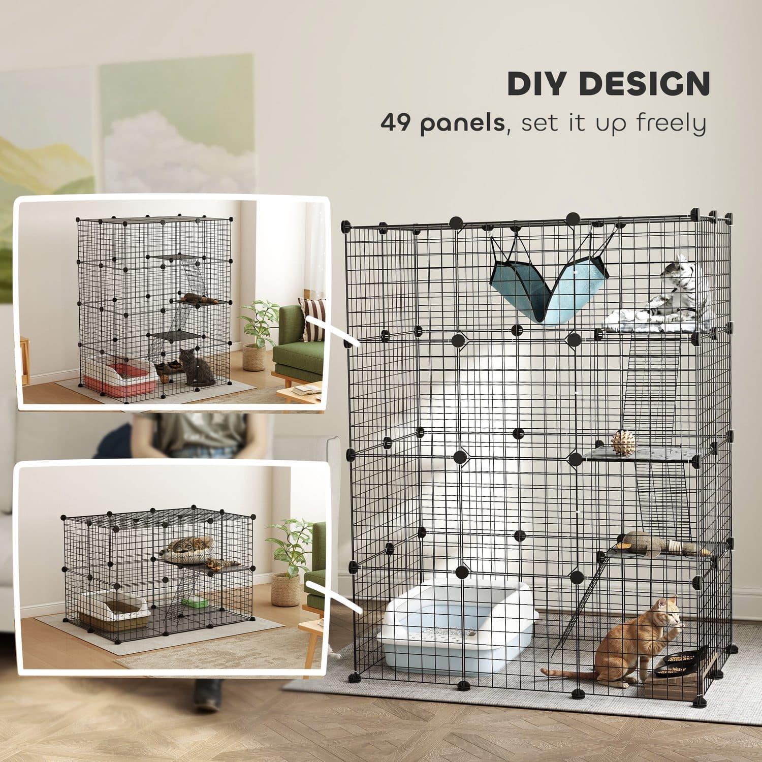 Four-Tier DIY Cat Cage with Hammock and Ramps - image 1