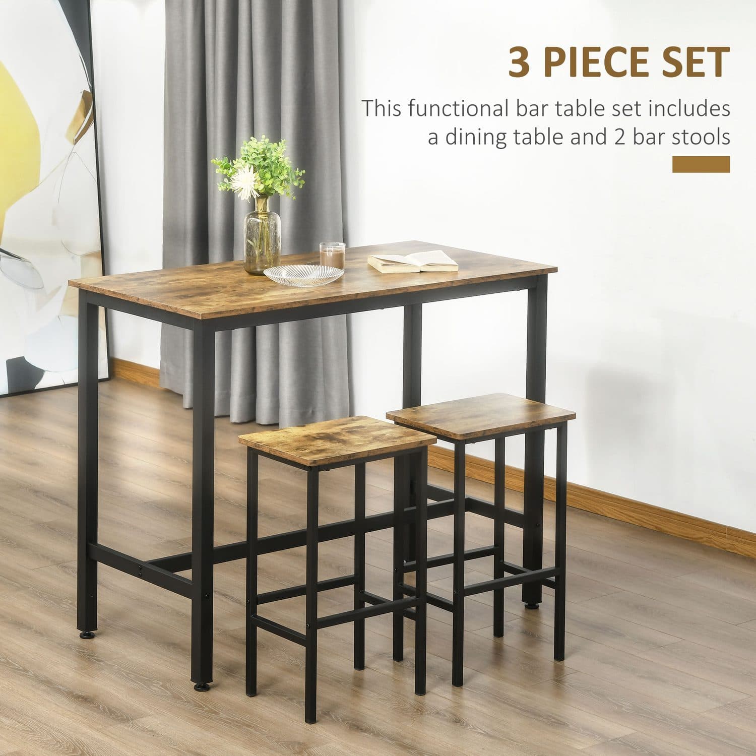 Rustic 3-Piece Breakfast Bar Set - image 4