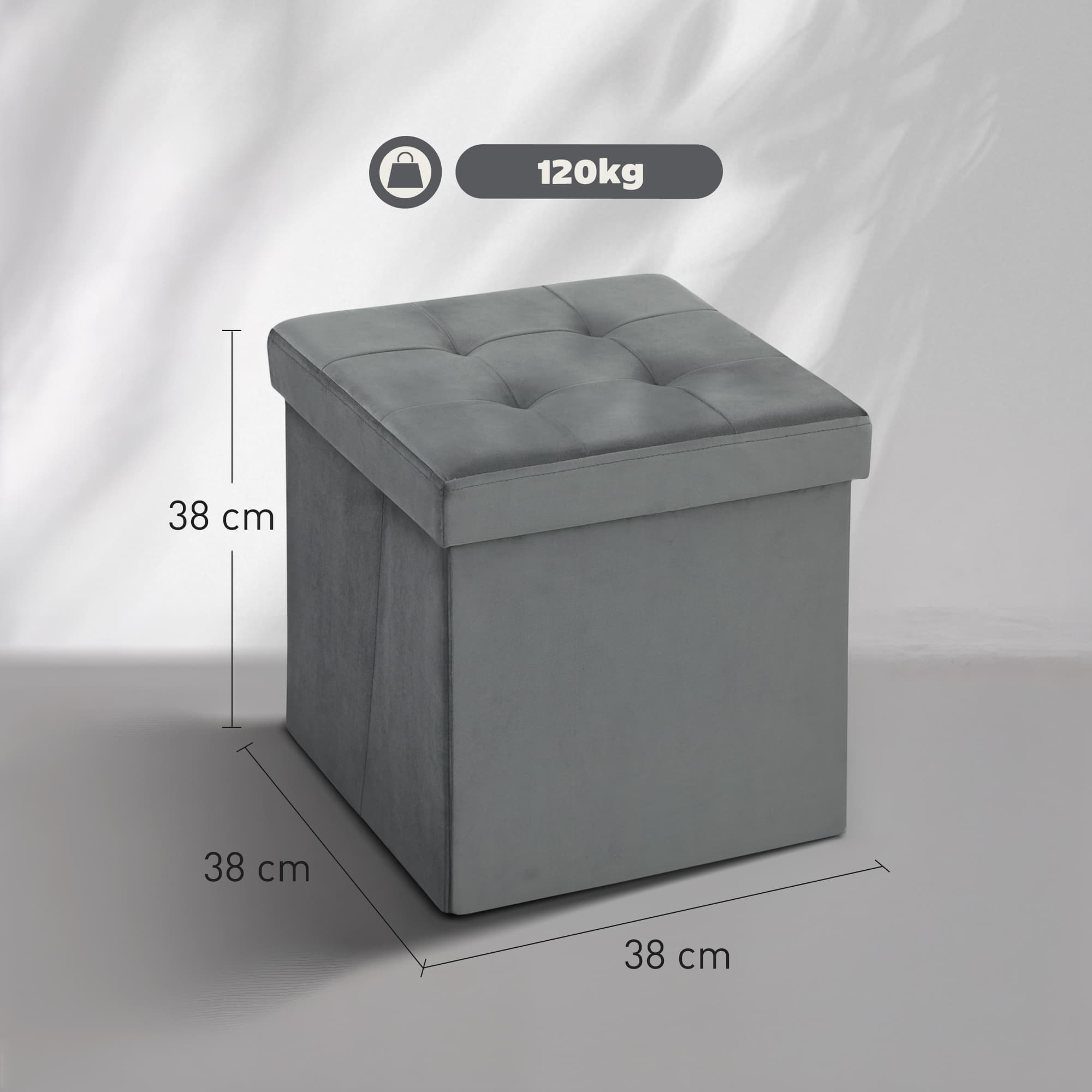 Grey Storage Ottoman for Seating, Feet and Clutter - image 3