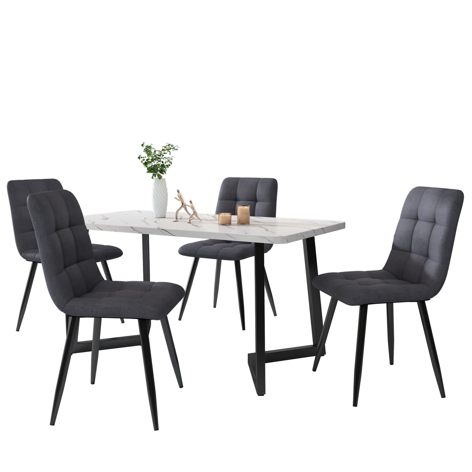 Dark Grey Linen Chairs - image 2