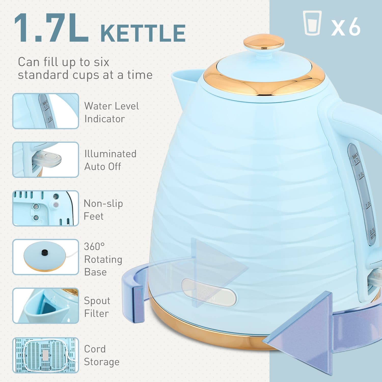 Light Blue Kettle & 4-Slice Toaster - image 2