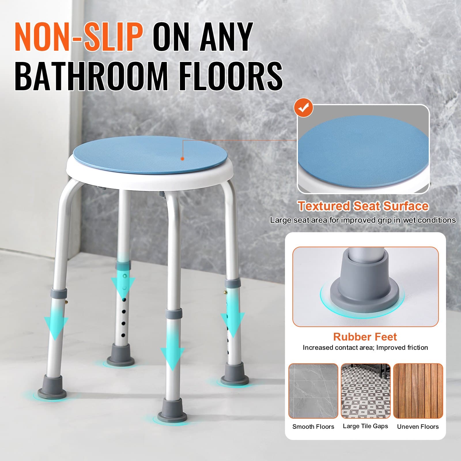 Rotating and Height-Adjustable Shower Stool - image 1
