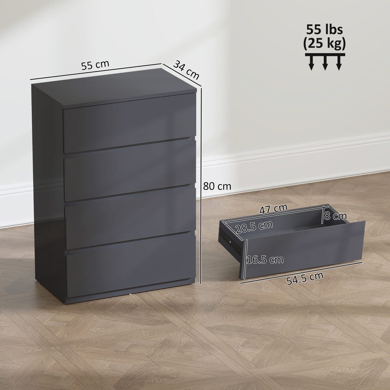 Sleek High Gloss Grey Chest - image 2