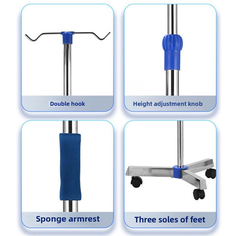 Adjustable IV Drip Stand with Multi-Hook Wheeled Base - image 2