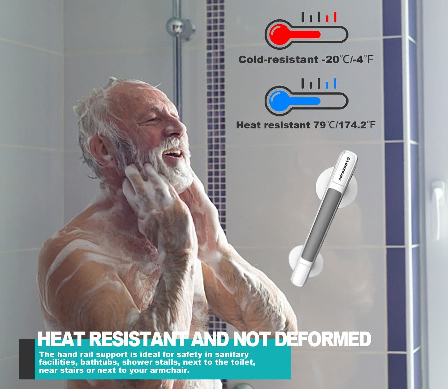 No-Drill Suction Grab Rail for Bathroom Support - image 6