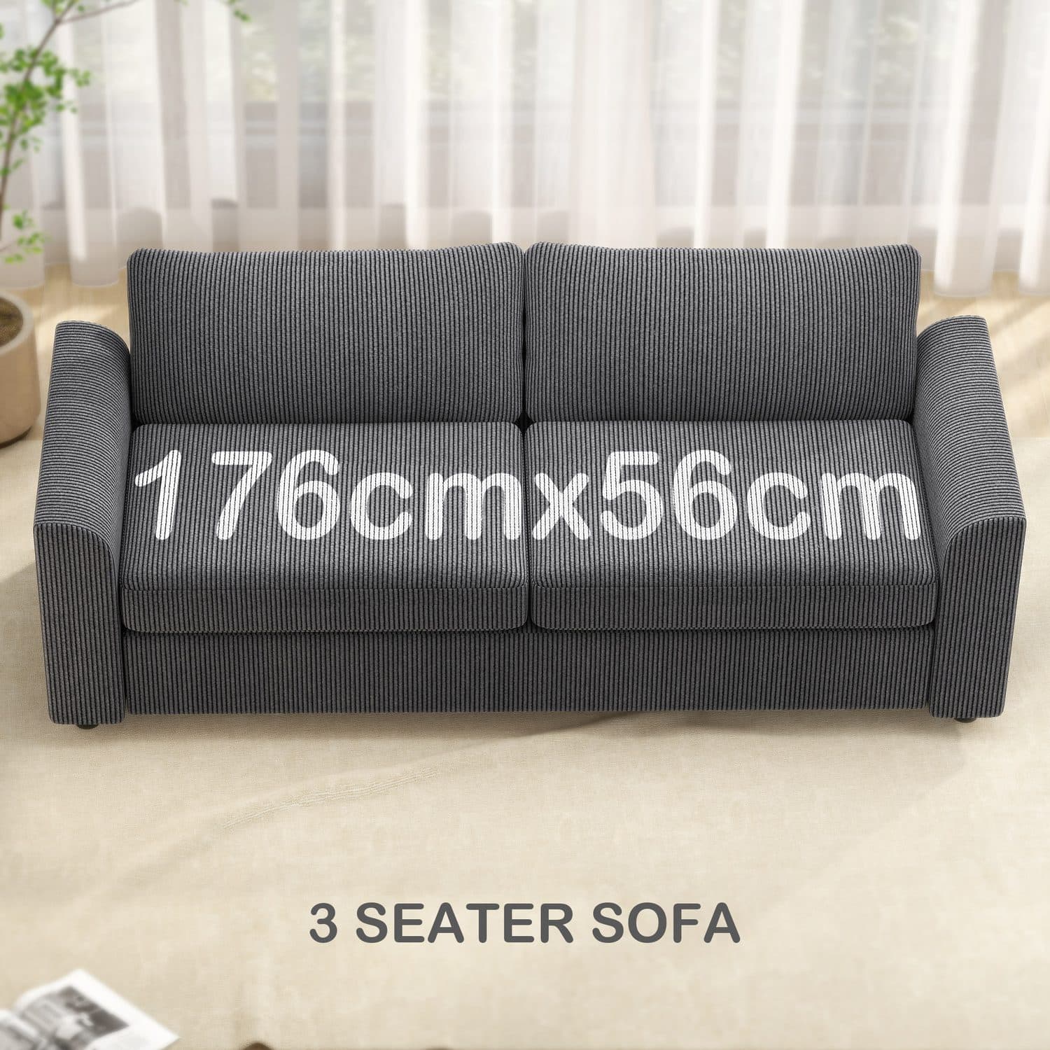 Grey Corduroy Sofa - image 1