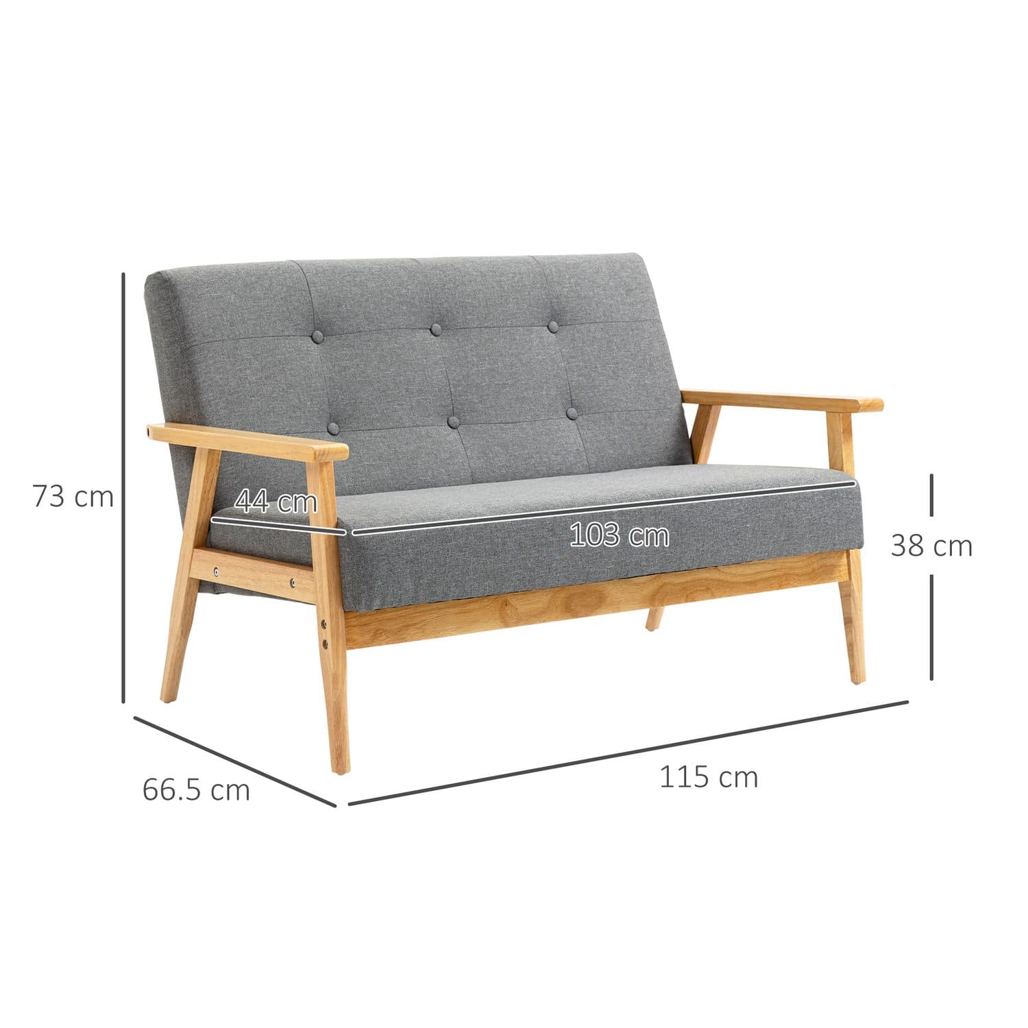 Retro Dark Grey 2 Seater Sofa - image 1