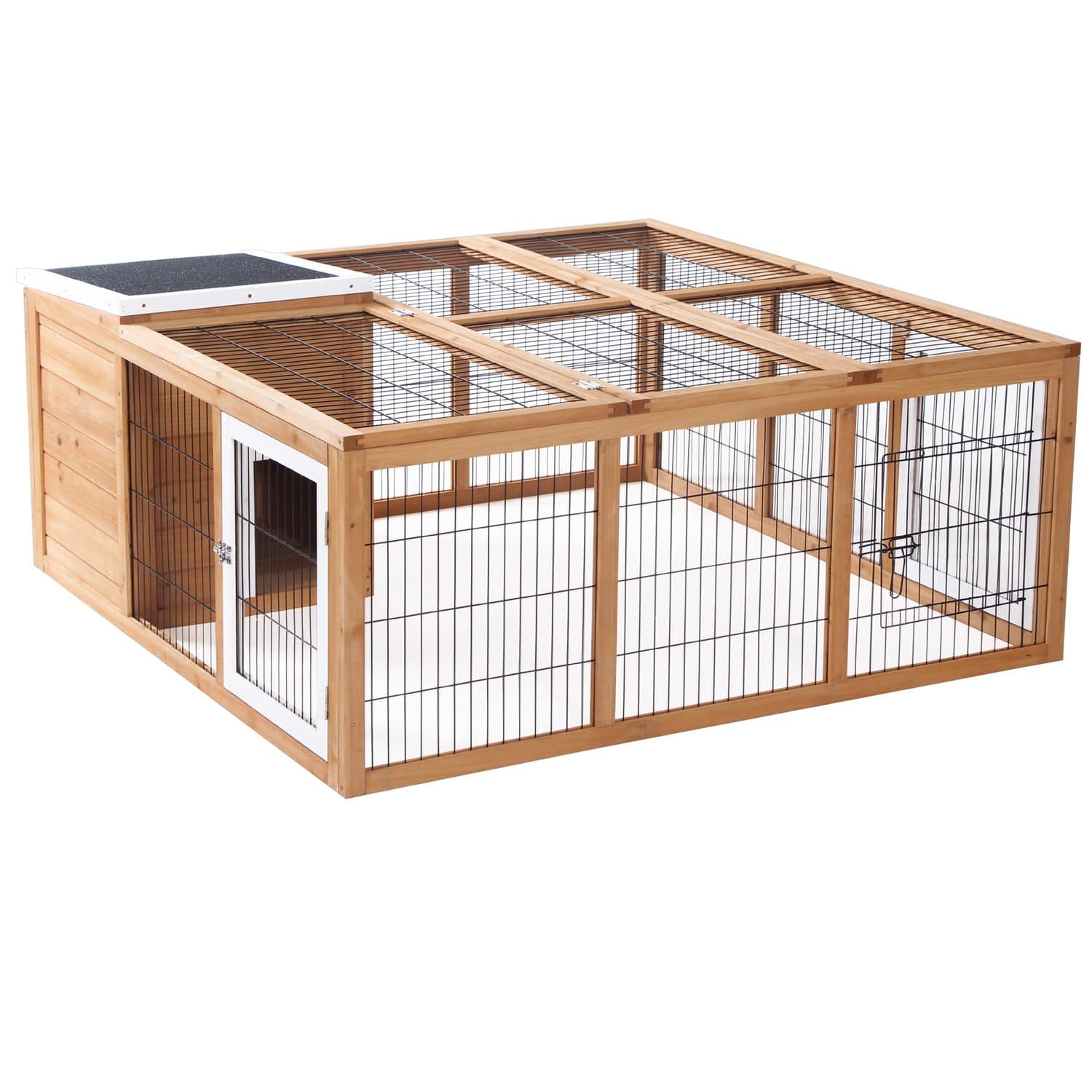 PawHut Outdoor Rabbit Cage with Enclosed House and Run