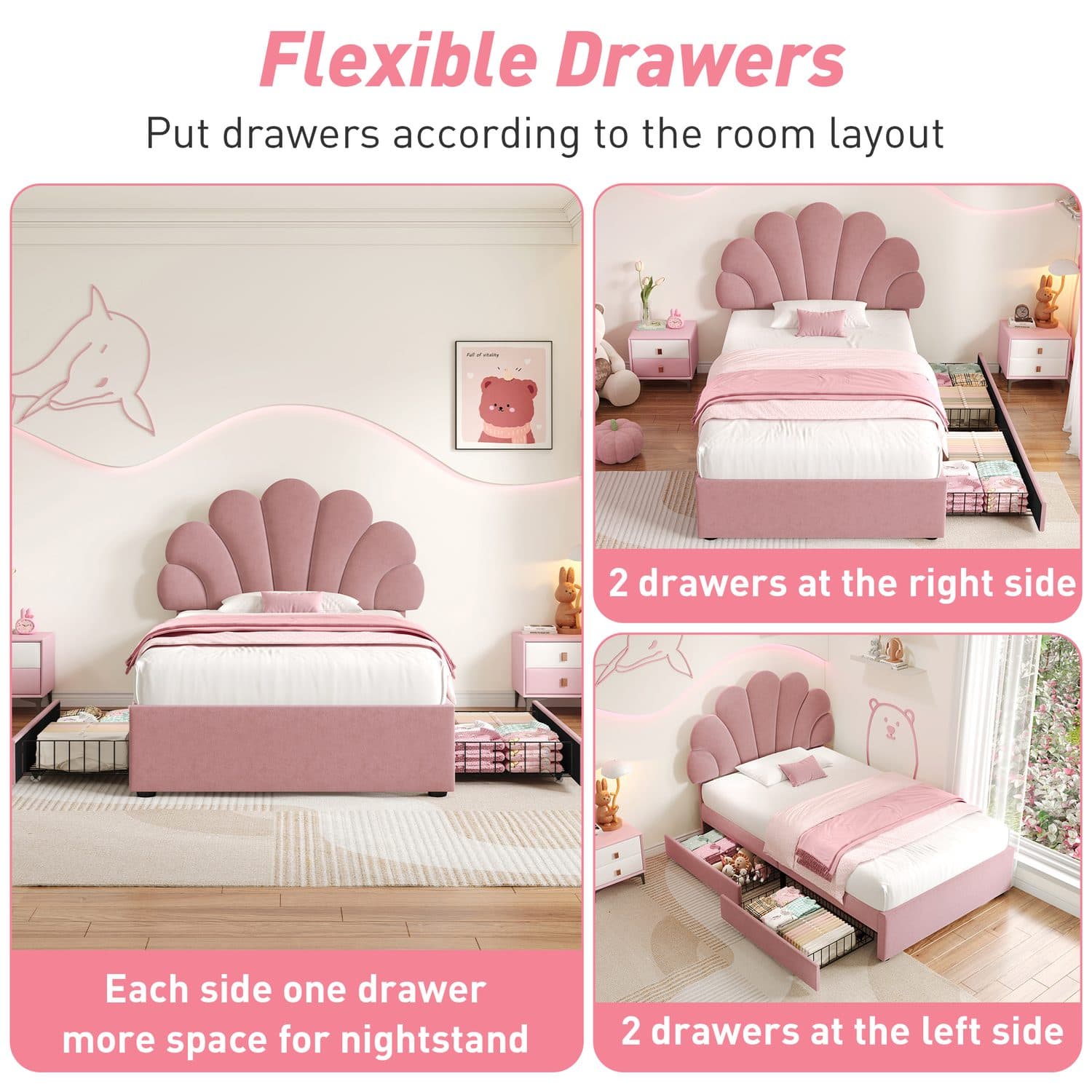 Pink Velvet Petal Storage Bed - image 5