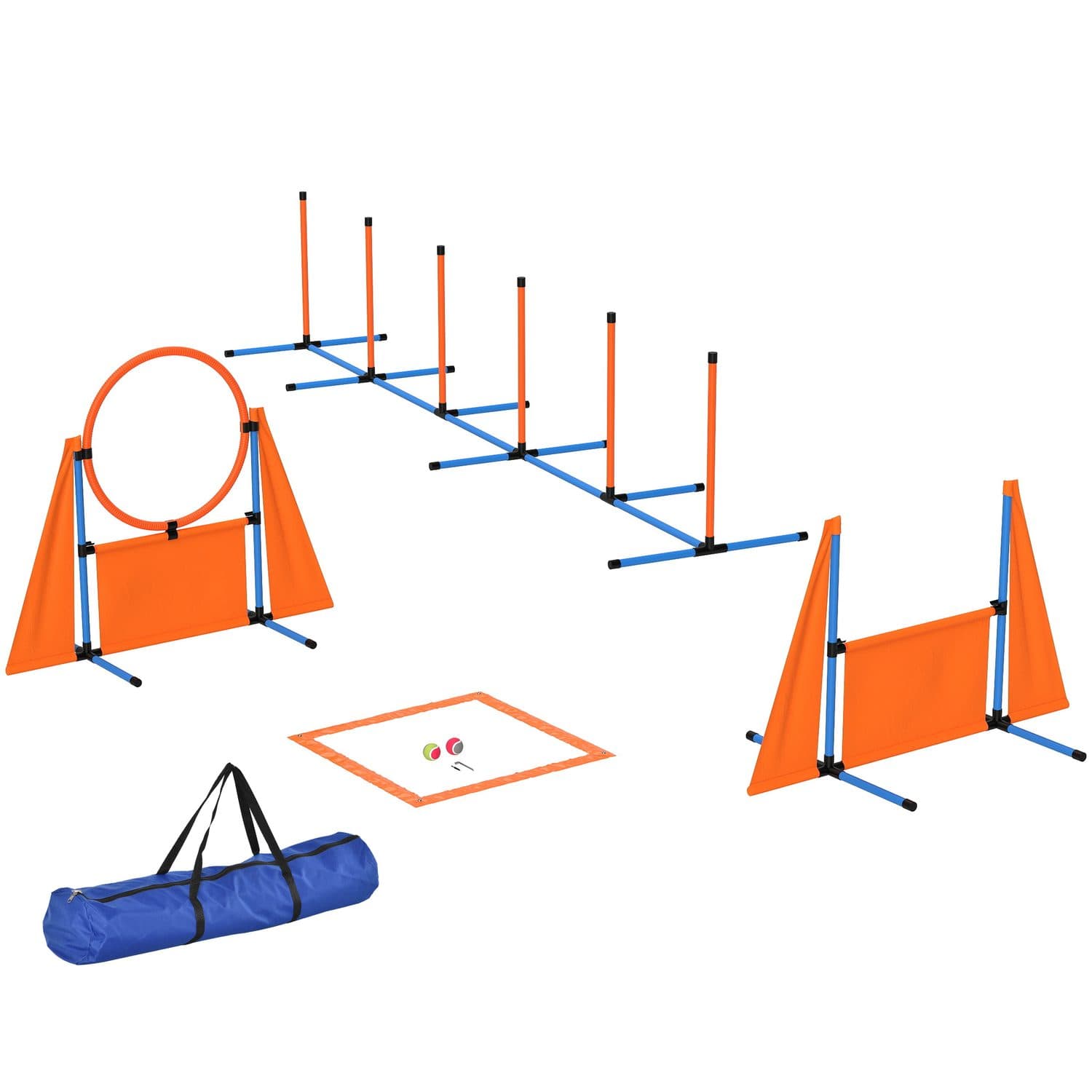 PawHut Dog Agility Set with Jump Ring, Pause Box and Carry Bag