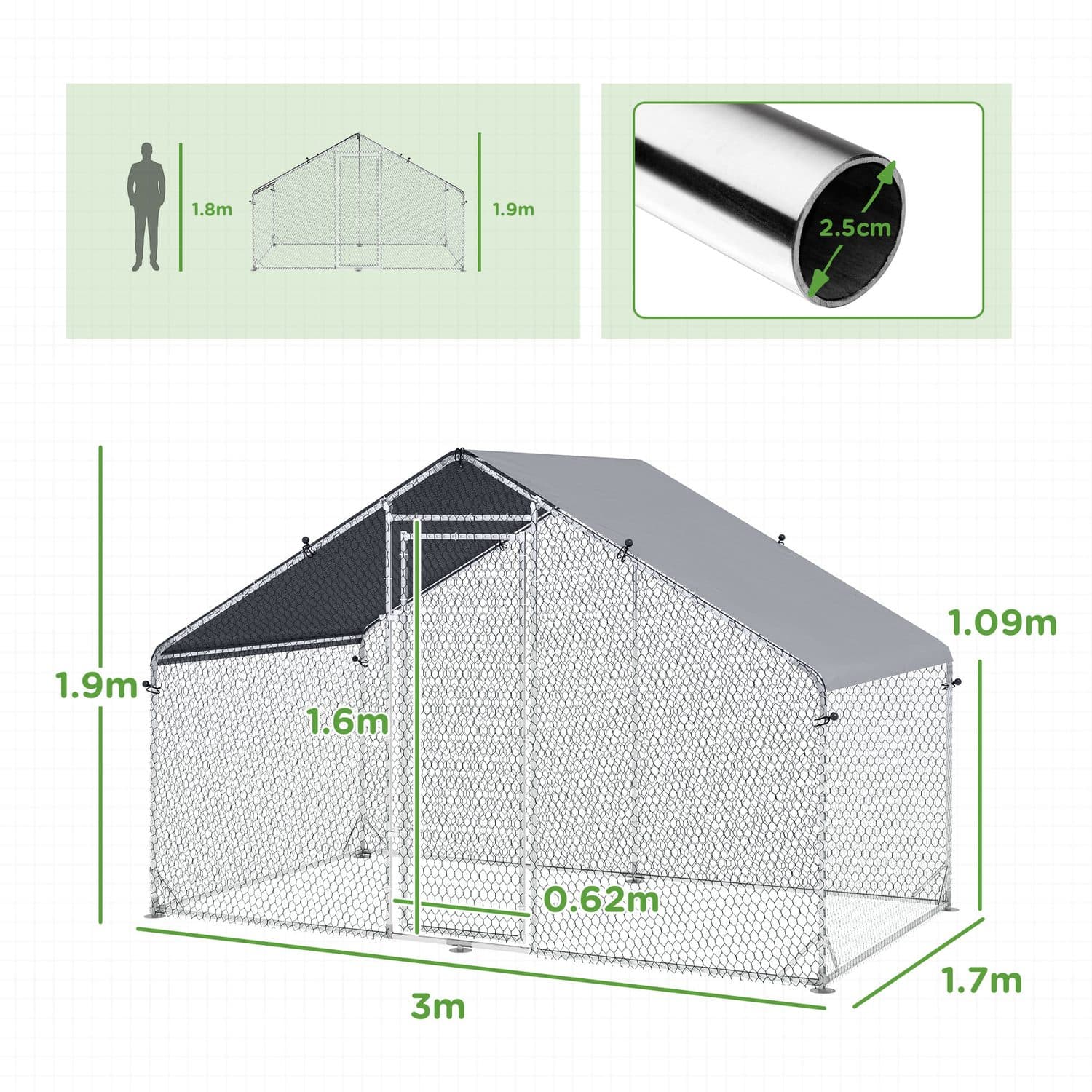 PawHut Large Walk-In Chicken Coop for the Garden - image 4