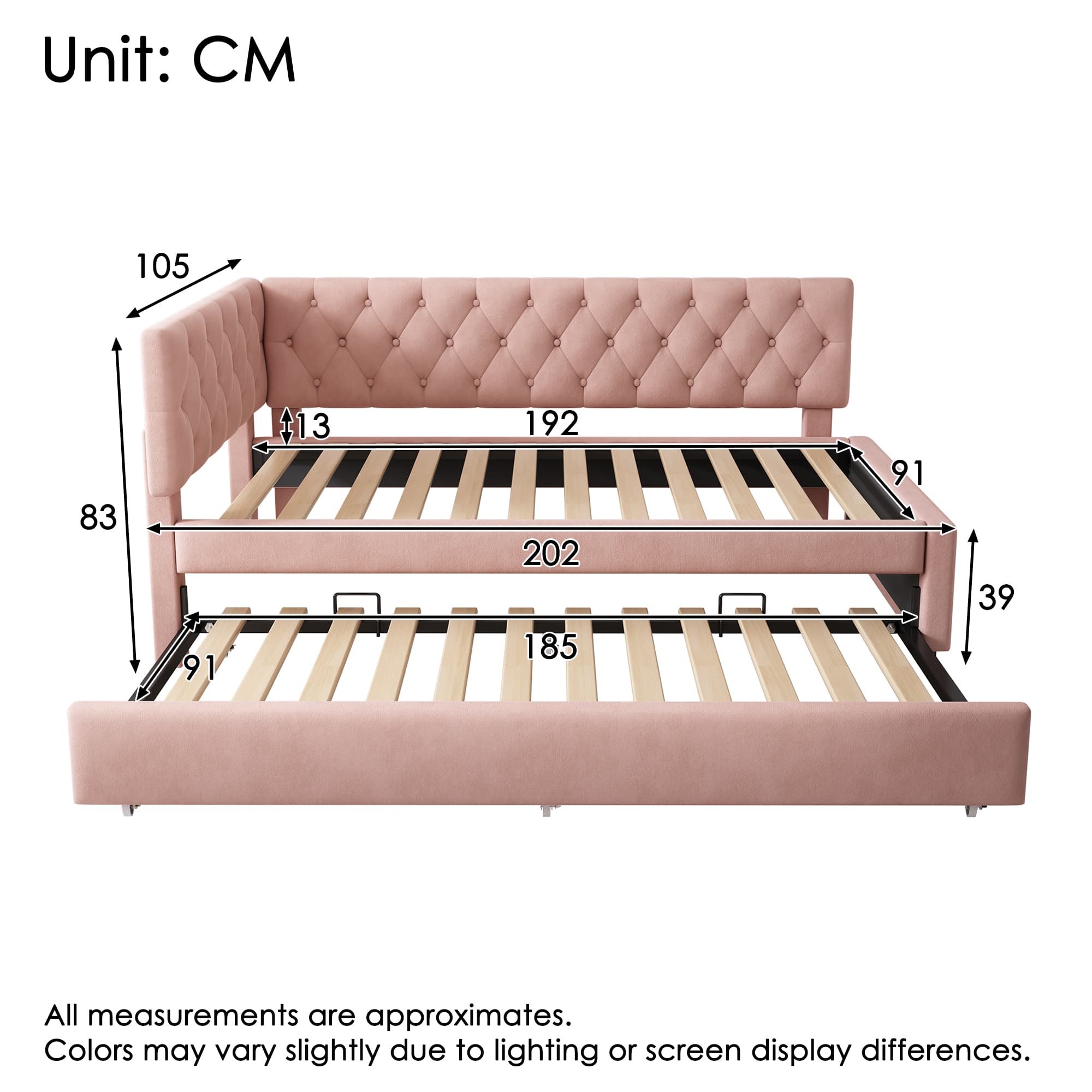 Chic Pink Velvet Daybed & Trundle - image 2
