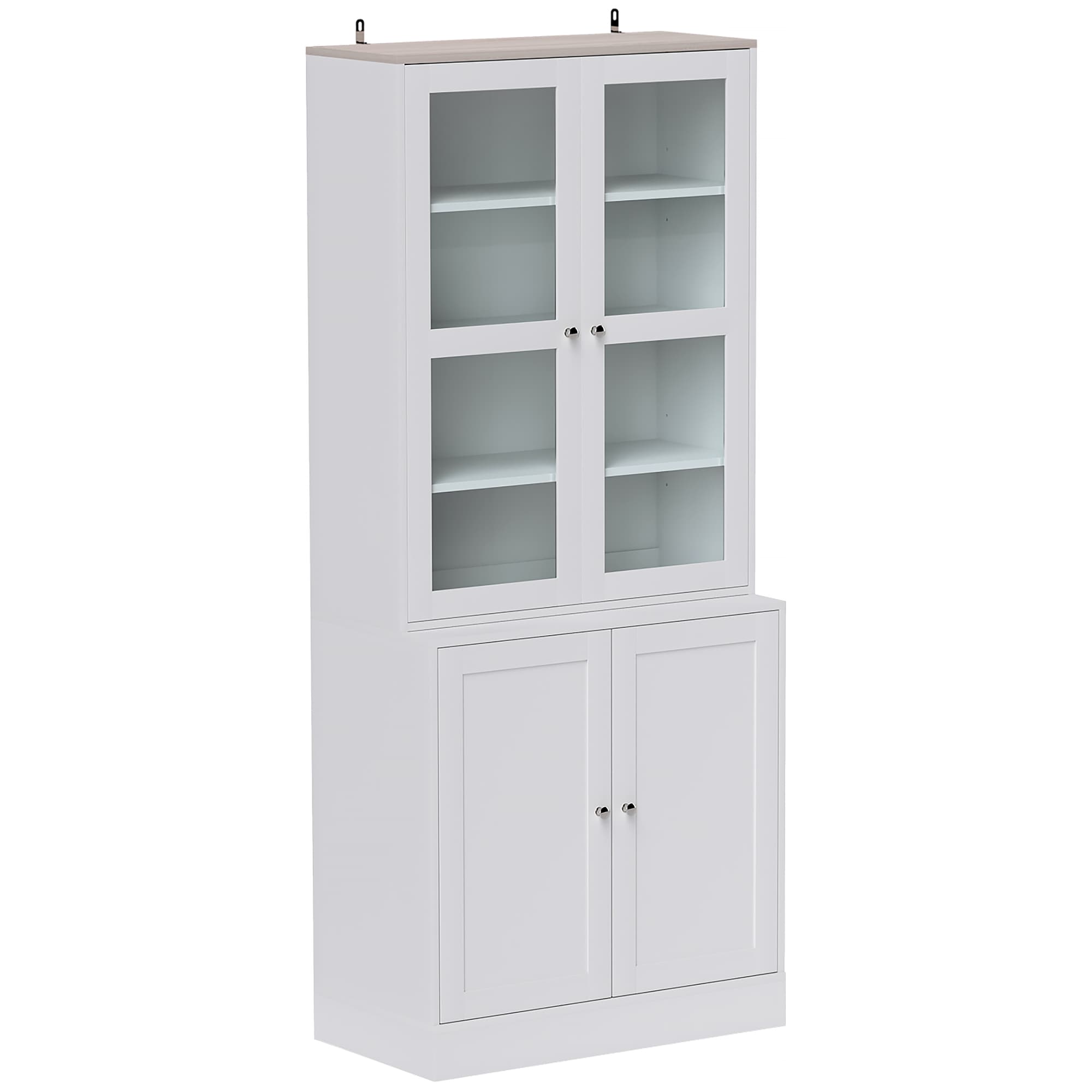White Double Storage Display Cabinet
