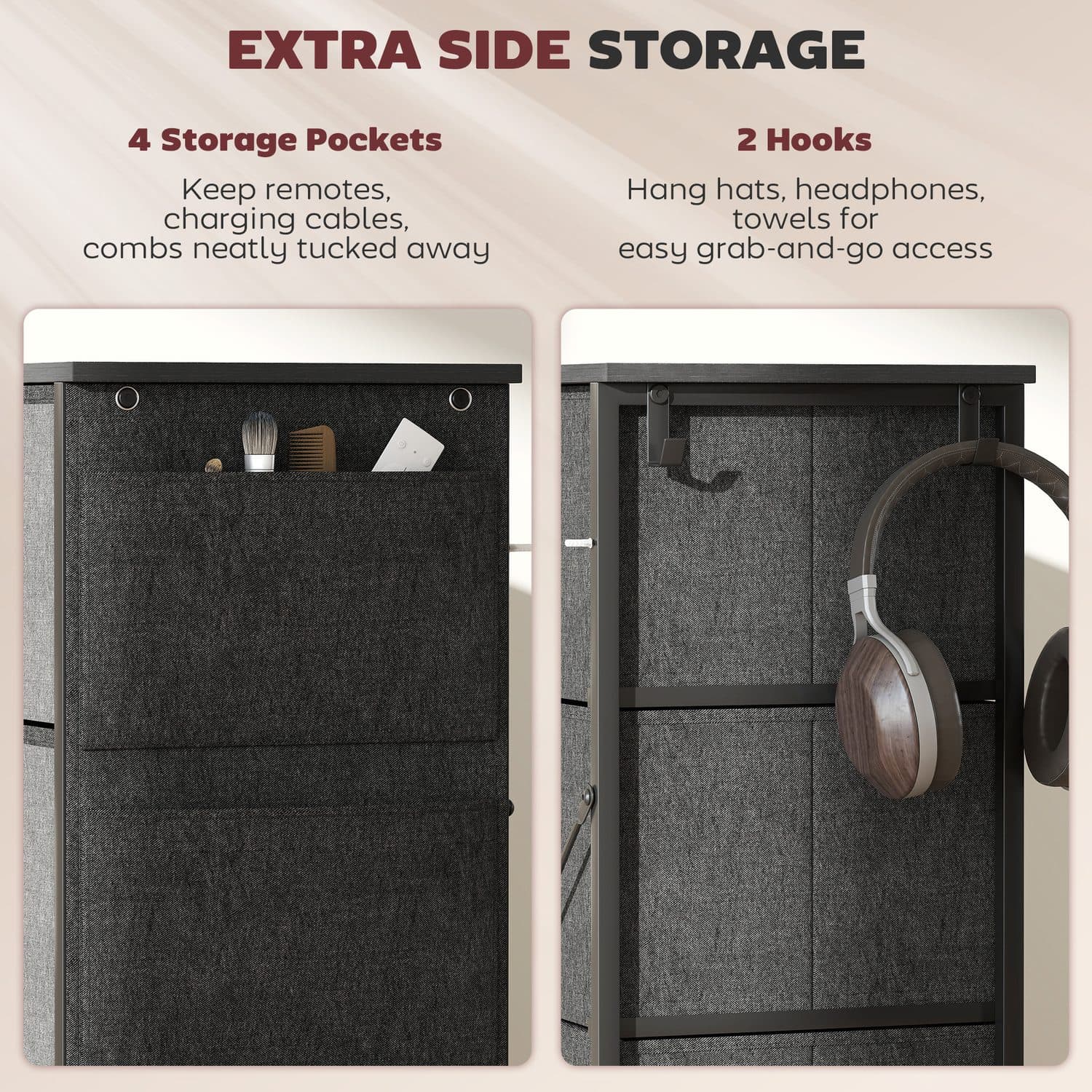 8-Drawer Charcoal Fabric Chest - image 1