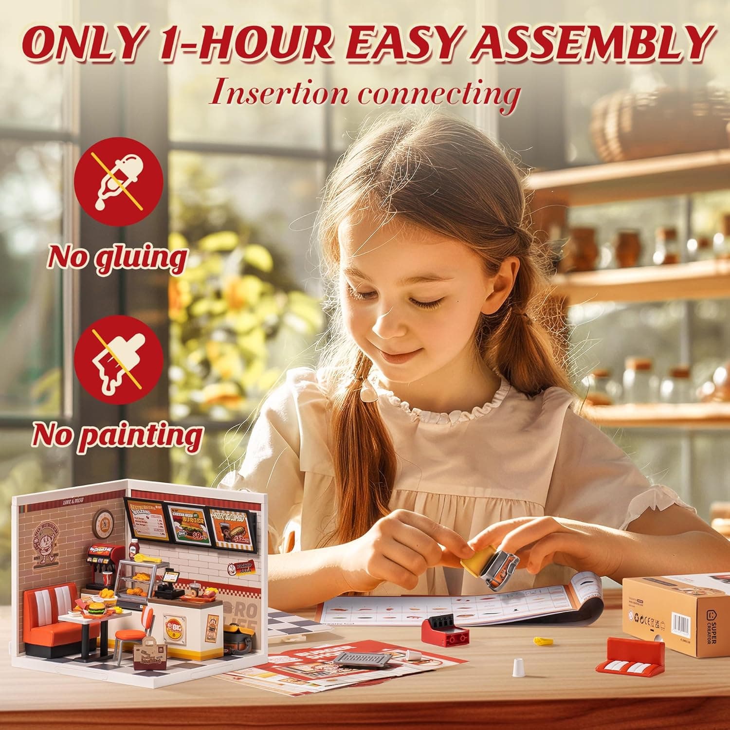 DIY Miniature Burger Shop Kit 'Yum Burgers' by Robotime - image 3