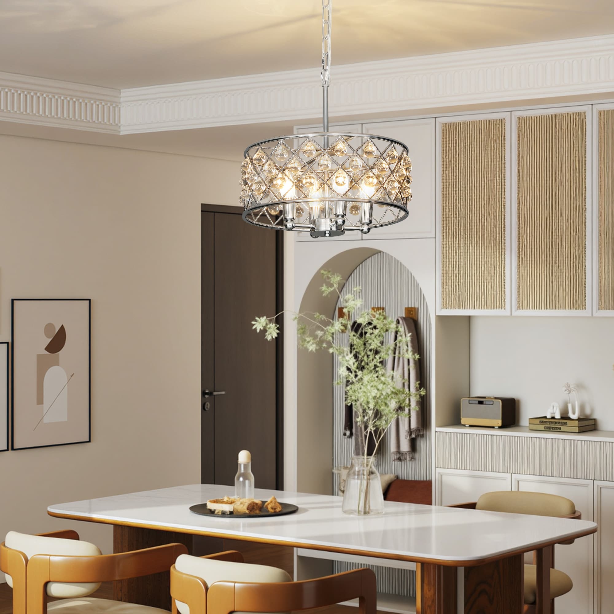 Silver Crystal Chandelier with Four E14 Bulb Holders - image 3